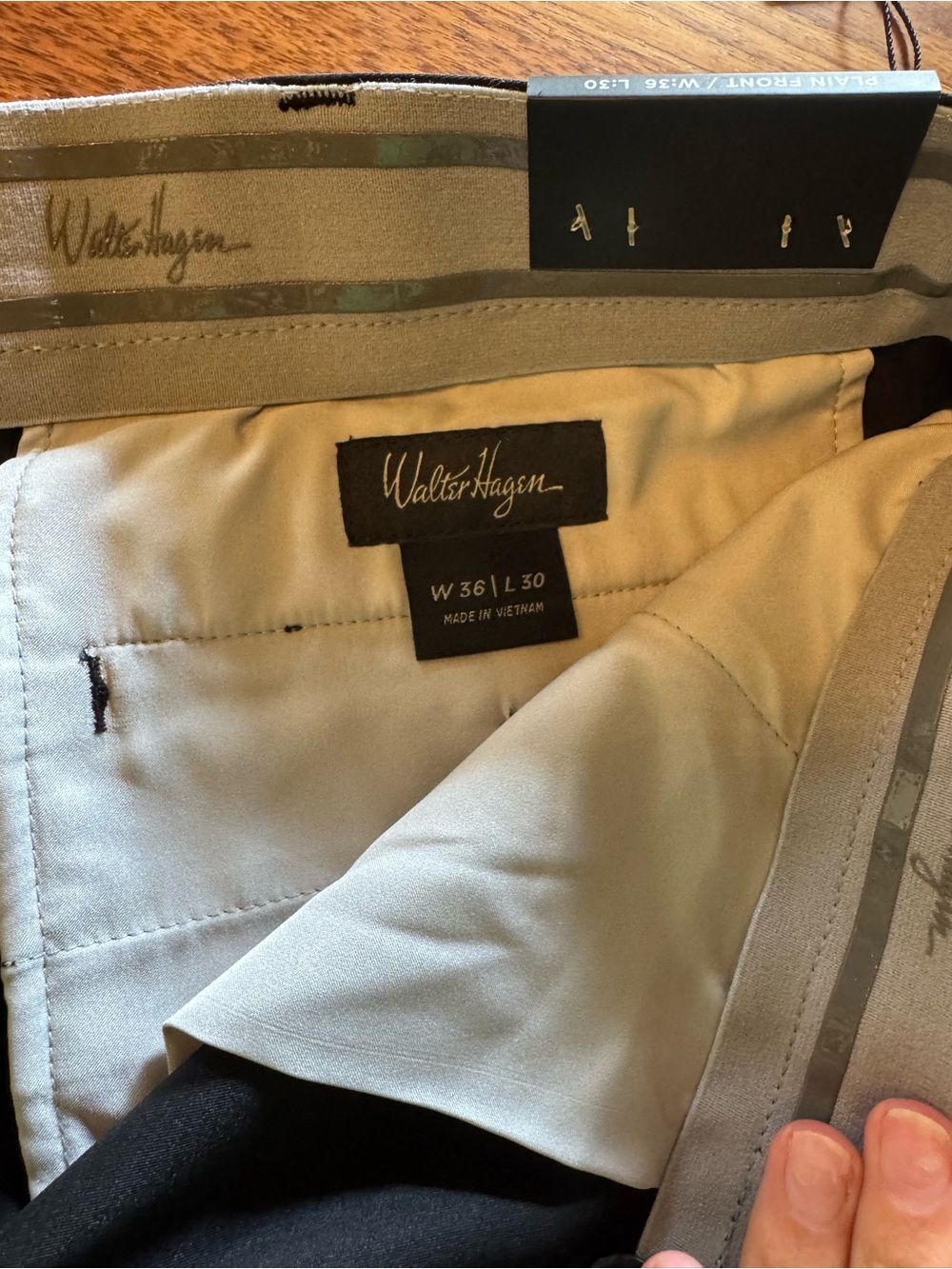 Walter Hagen Men’s Black Dress Pants with Light Beige Lining